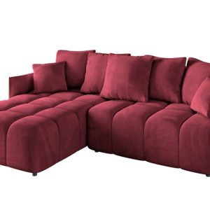 Narożnik z funkcją spania i pojemnikiem LONIL-L 251x189x68 cm Bordowy 382645 Narożnik z funkcją spania i pojemnikiem LONIL-L 251x189x68 cm Bordowy 382645