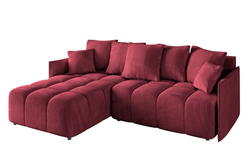 Narożnik z funkcją spania i pojemnikiem LONIL-L 251x189x68 cm Bordowy 382645