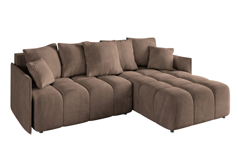 Narożnik z funkcją spania i pojemnikiem LONIL-L 251x189x68 cm Brązowy 382668