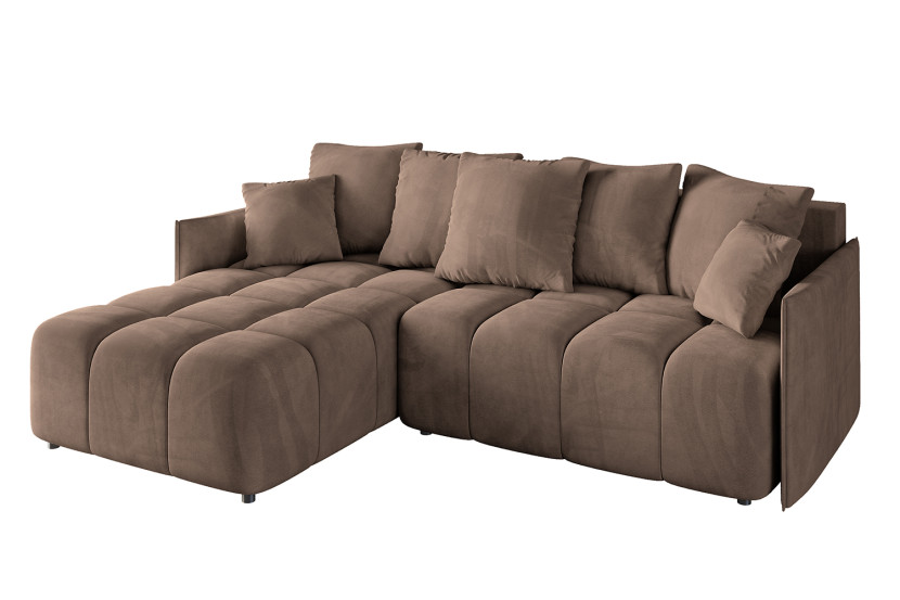 Narożnik z funkcją spania i pojemnikiem LONIL-L 251x189x68 cm Brązowy 382648
