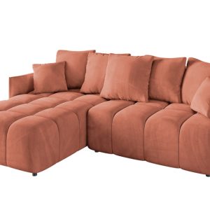 Narożnik z funkcją spania i pojemnikiem LONIL-L 251x189x68 cm Morelowy 670295 Narożnik z funkcją spania i pojemnikiem LONIL-L 251x189x68 cm Morelowy 670295