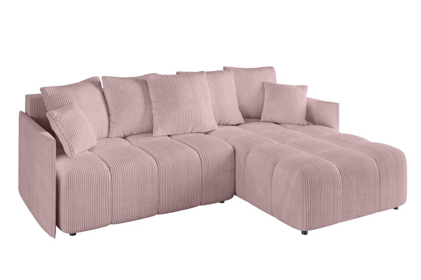 Narożnik z funkcją spania i pojemnikiem LONIL-L 251x189x68 cm Różowy 670308