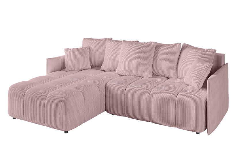 Narożnik z funkcją spania i pojemnikiem LONIL-L 251x189x68 cm Różowy 670294