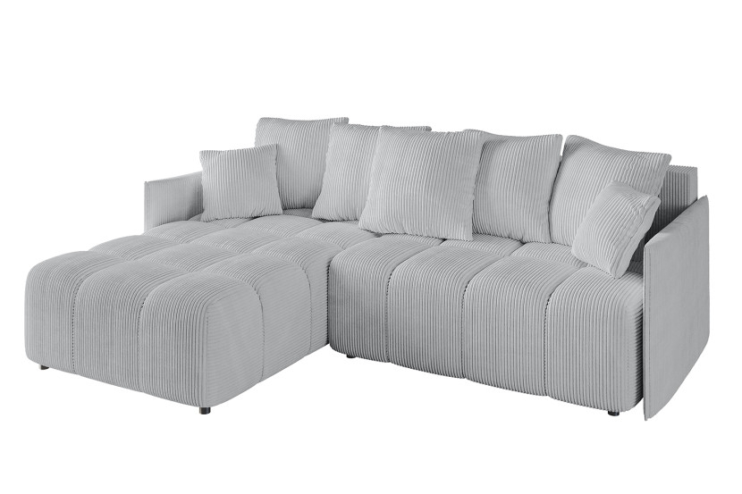 Narożnik z funkcją spania i pojemnikiem LONIL-L 251x189x68 cm Szary 670304