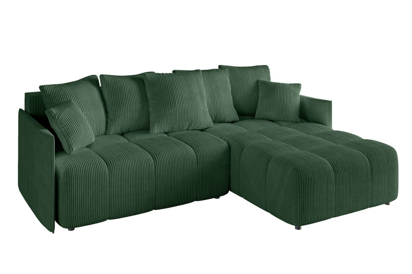 Narożnik z funkcją spania i pojemnikiem LONIL-L 251x189x68 cm Zielony 670287
