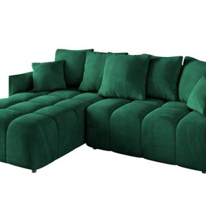 Narożnik z funkcją spania i pojemnikiem LONIL-L 251x189x68 cm Zielony 382696 Narożnik z funkcją spania i pojemnikiem LONIL-L 251x189x68 cm Zielony 382696