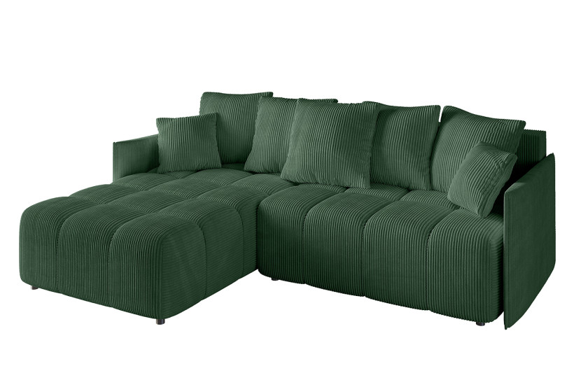 Narożnik z funkcją spania i pojemnikiem LONIL-L 251x189x68 cm Zielony 670313