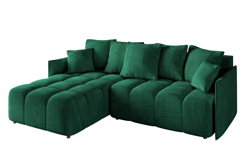 Narożnik z funkcją spania i pojemnikiem LONIL-L 251x189x68 cm Zielony 382696