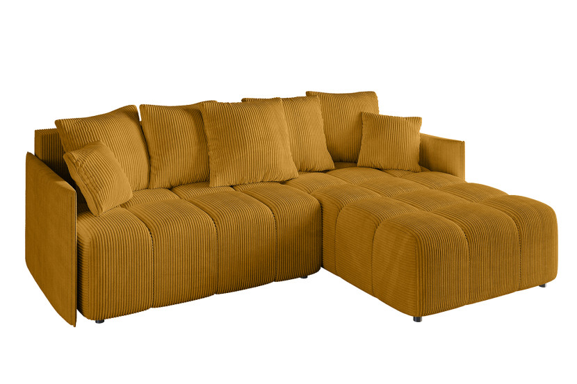 Narożnik z funkcją spania i pojemnikiem LONIL-L 251x189x68 cm Żółty 670297