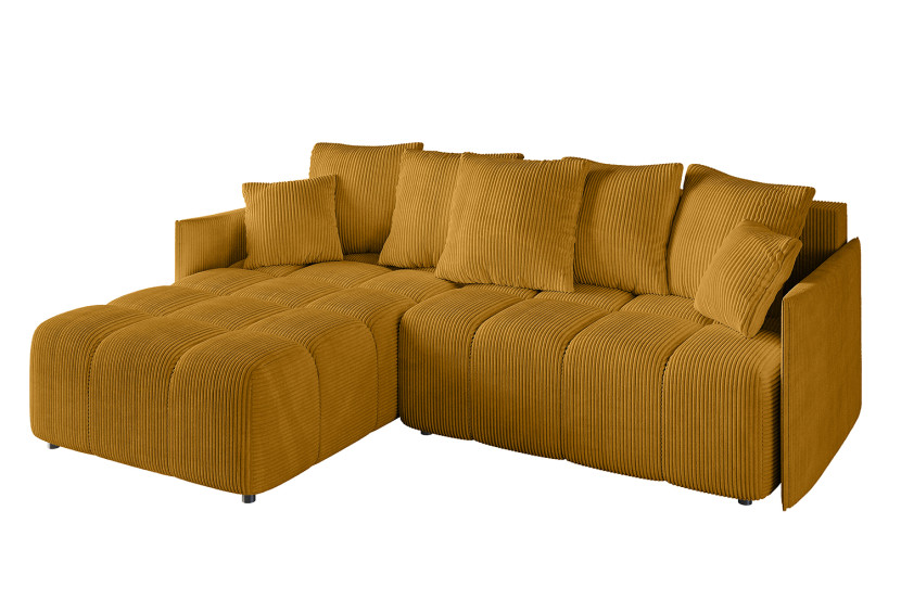 Narożnik z funkcją spania i pojemnikiem LONIL-L 251x189x68 cm Żółty 670293