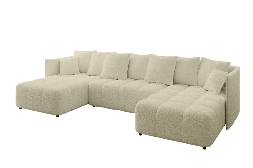 Narożnik z funkcją spania i pojemnikiem LONIL-U 355x189x68 cm Beżowy 670418