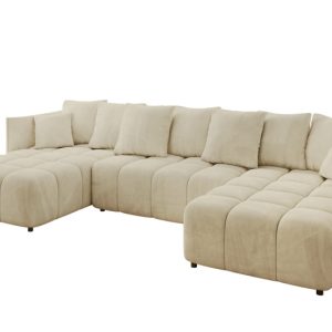 Narożnik z funkcją spania i pojemnikiem LONIL-U 355x189x68 cm Beżowy 670416 Narożnik z funkcją spania i pojemnikiem LONIL-U 355x189x68 cm Beżowy 670416