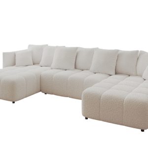 Narożnik z funkcją spania i pojemnikiem LONIL-U 355x189x68 cm Biały 670407 Narożnik z funkcją spania i pojemnikiem LONIL-U 355x189x68 cm Biały 670407
