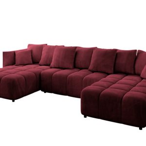 Narożnik z funkcją spania i pojemnikiem LONIL-U 355x189x68 cm Bordowy 670411 Narożnik z funkcją spania i pojemnikiem LONIL-U 355x189x68 cm Bordowy 670411