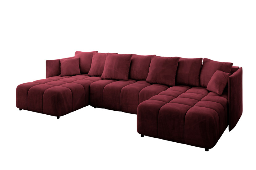 Narożnik z funkcją spania i pojemnikiem LONIL-U 355x189x68 cm Bordowy 670411