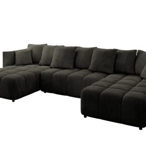 Narożnik z funkcją spania i pojemnikiem LONIL-U 355x189x68 cm Czarny 670412 Narożnik z funkcją spania i pojemnikiem LONIL-U 355x189x68 cm Czarny 670412