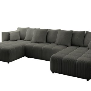 Narożnik z funkcją spania i pojemnikiem LONIL-U 355x189x68 cm Grafitowy 670423 Narożnik z funkcją spania i pojemnikiem LONIL-U 355x189x68 cm Grafitowy 670423