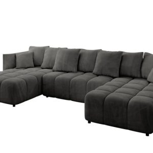 Narożnik z funkcją spania i pojemnikiem LONIL-U 355x189x68 cm Grafitowy 670405 Narożnik z funkcją spania i pojemnikiem LONIL-U 355x189x68 cm Grafitowy 670405