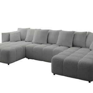 Narożnik z funkcją spania i pojemnikiem LONIL-U 355x189x68 cm Jasny szary 670424 Narożnik z funkcją spania i pojemnikiem LONIL-U 355x189x68 cm Jasny szary 670424