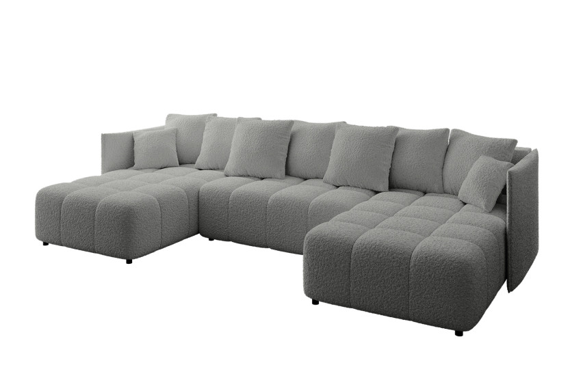 Narożnik z funkcją spania i pojemnikiem LONIL-U 355x189x68 cm Jasny szary 670424