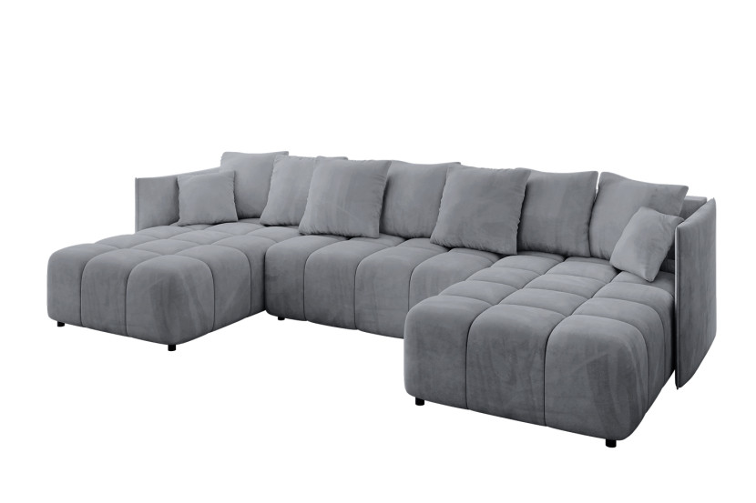 Narożnik z funkcją spania i pojemnikiem LONIL-U 355x189x68 cm Jasny szary 670420