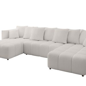 Narożnik z funkcją spania i pojemnikiem LONIL-U 355x189x68 cm Kremowy 670414 Narożnik z funkcją spania i pojemnikiem LONIL-U 355x189x68 cm Kremowy 670414