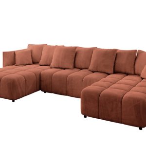 Narożnik z funkcją spania i pojemnikiem LONIL-U 355x189x68 cm Morelowy 670410 Narożnik z funkcją spania i pojemnikiem LONIL-U 355x189x68 cm Morelowy 670410