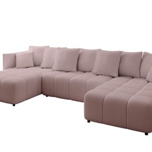 Narożnik z funkcją spania i pojemnikiem LONIL-U 355x189x68 cm Różowy 670417 Narożnik z funkcją spania i pojemnikiem LONIL-U 355x189x68 cm Różowy 670417