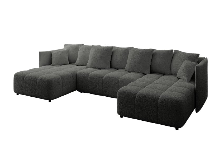 Narożnik z funkcją spania i pojemnikiem LONIL-U 355x189x68 cm Szary 670406