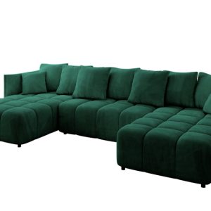 Narożnik z funkcją spania i pojemnikiem LONIL-U 355x189x68 cm Zielony 670415 Narożnik z funkcją spania i pojemnikiem LONIL-U 355x189x68 cm Zielony 670415