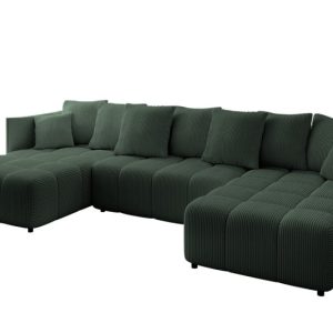 Narożnik z funkcją spania i pojemnikiem LONIL-U 355x189x68 cm Zielony 670421 Narożnik z funkcją spania i pojemnikiem LONIL-U 355x189x68 cm Zielony 670421