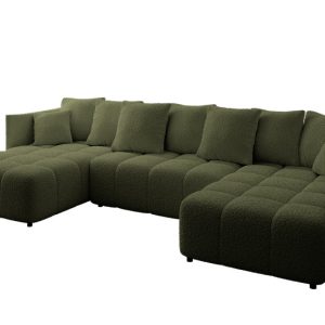 Narożnik z funkcją spania i pojemnikiem LONIL-U 355x189x68 cm Zielony 670409 Narożnik z funkcją spania i pojemnikiem LONIL-U 355x189x68 cm Zielony 670409