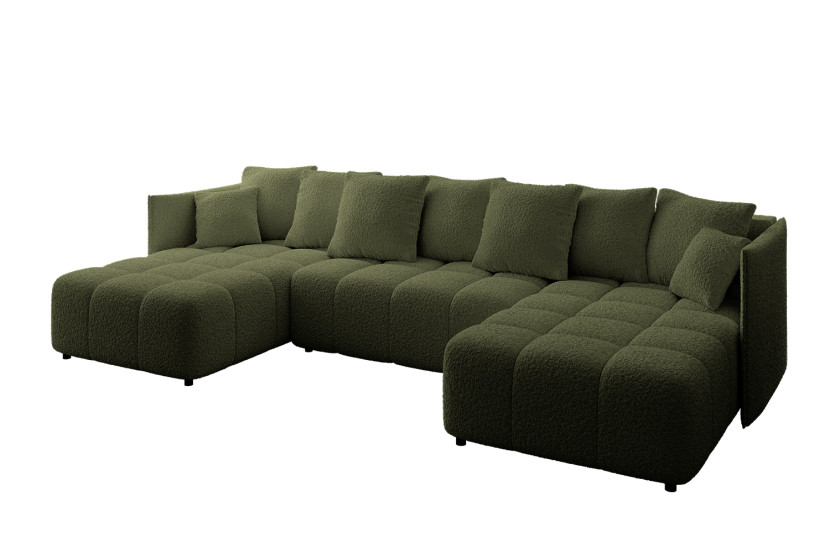 Narożnik z funkcją spania i pojemnikiem LONIL-U 355x189x68 cm Zielony 670409