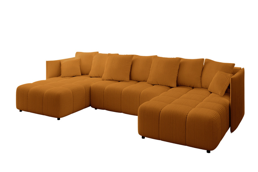 Narożnik z funkcją spania i pojemnikiem LONIL-U 355x189x68 cm Żółty 670413