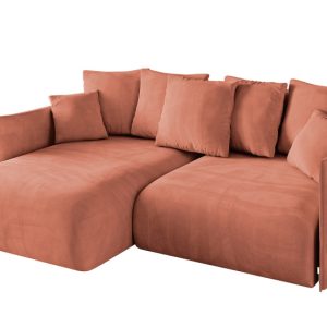 Narożnik z funkcją spania i pojemnikiem ONESK-L 216x177x72 cm Morelowy 853852 Narożnik z funkcją spania i pojemnikiem ONESK-L 216x177x72 cm Morelowy 853852