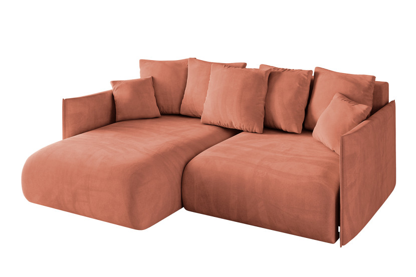 Narożnik z funkcją spania i pojemnikiem ONESK-L 216x177x72 cm Morelowy 853852
