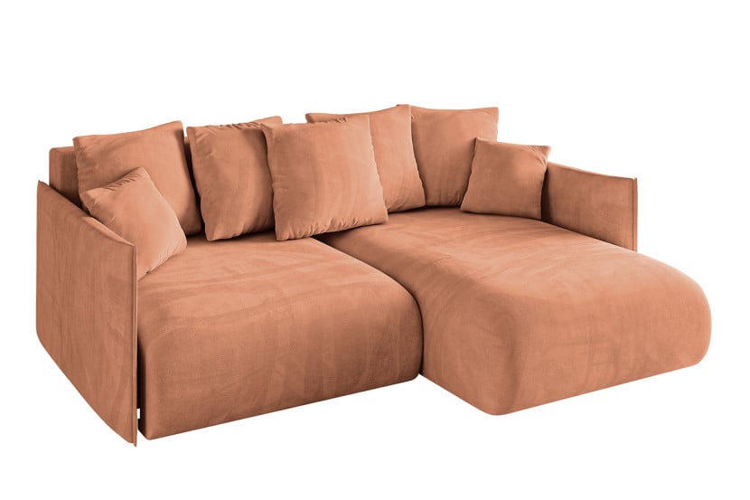 Narożnik z funkcją spania i pojemnikiem ONESK-L 216x177x72 cm Morelowy 853859