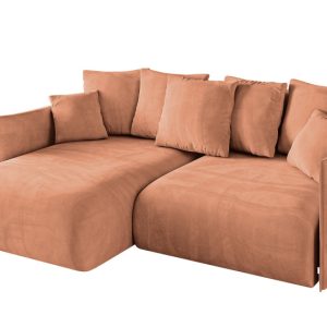Narożnik z funkcją spania i pojemnikiem ONESK-L 216x177x72 cm Morelowy 853825 Narożnik z funkcją spania i pojemnikiem ONESK-L 216x177x72 cm Morelowy 853825