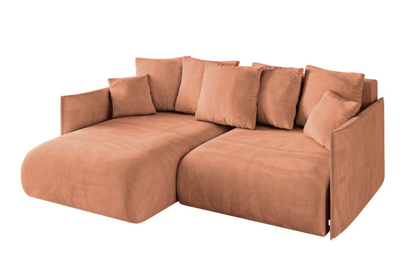 Narożnik z funkcją spania i pojemnikiem ONESK-L 216x177x72 cm Morelowy 853825