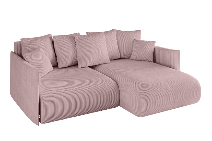 Narożnik z funkcją spania i pojemnikiem ONESK-L 216x177x72 cm Różowy 853844