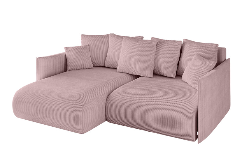 Narożnik z funkcją spania i pojemnikiem ONESK-L 216x177x72 cm Różowy 853812