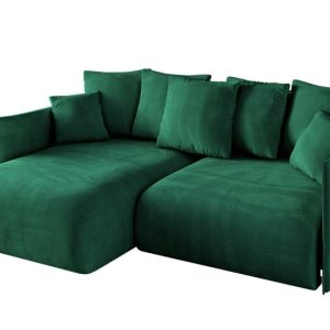 Narożnik z funkcją spania i pojemnikiem ONESK-L 216x177x72 cm Zielony 853868 Narożnik z funkcją spania i pojemnikiem ONESK-L 216x177x72 cm Zielony 853868