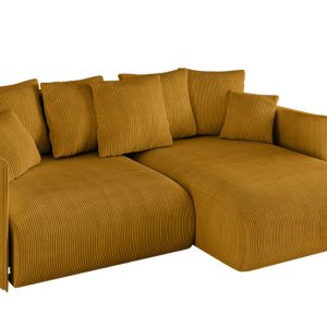 Narożnik z funkcją spania i pojemnikiem ONESK-L 216x177x72 cm Żółty 853895 Narożnik z funkcją spania i pojemnikiem ONESK-L 216x177x72 cm Żółty 853895