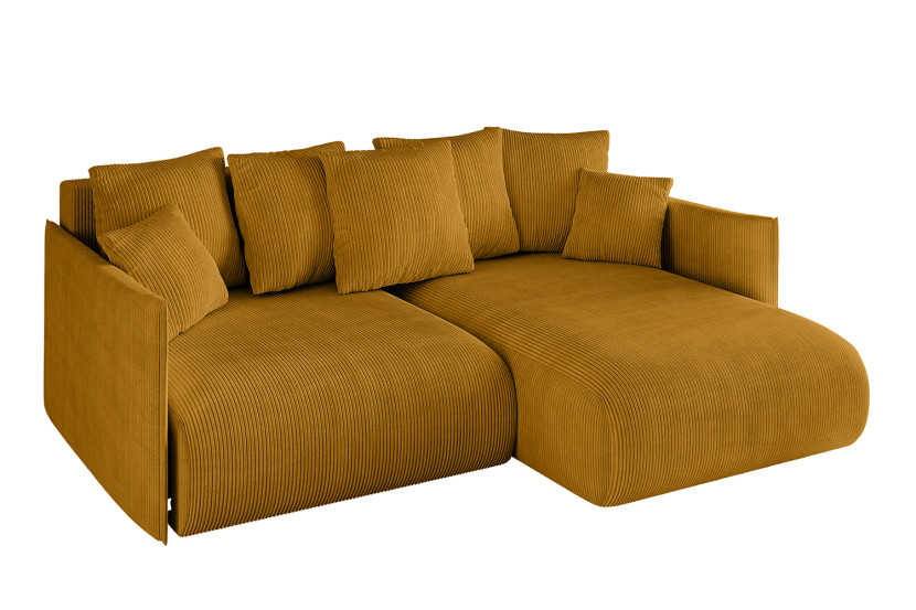 Narożnik z funkcją spania i pojemnikiem ONESK-L 216x177x72 cm Żółty 853895