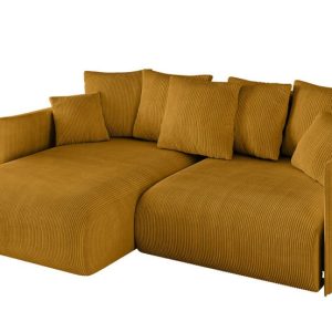 Narożnik z funkcją spania i pojemnikiem ONESK-L 216x177x72 cm Żółty 853862 Narożnik z funkcją spania i pojemnikiem ONESK-L 216x177x72 cm Żółty 853862