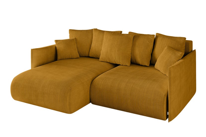 Narożnik z funkcją spania i pojemnikiem ONESK-L 216x177x72 cm Żółty 853862