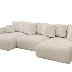 Narożnik z funkcją spania i pojemnikiem ONESK-U 317x177x72 cm Beżowy 707852 Narożnik z funkcją spania i pojemnikiem ONESK-U 317x177x72 cm Beżowy 707852