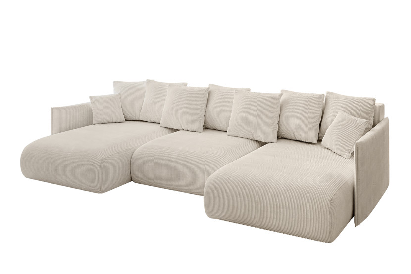 Narożnik z funkcją spania i pojemnikiem ONESK-U 317x177x72 cm Beżowy 707852