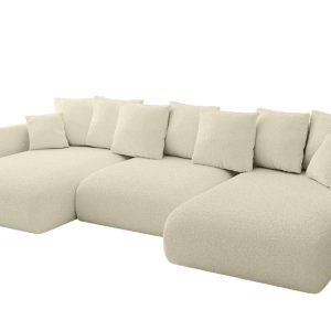 Narożnik z funkcją spania i pojemnikiem ONESK-U 317x177x72 cm Beżowy 707897 Narożnik z funkcją spania i pojemnikiem ONESK-U 317x177x72 cm Beżowy 707897