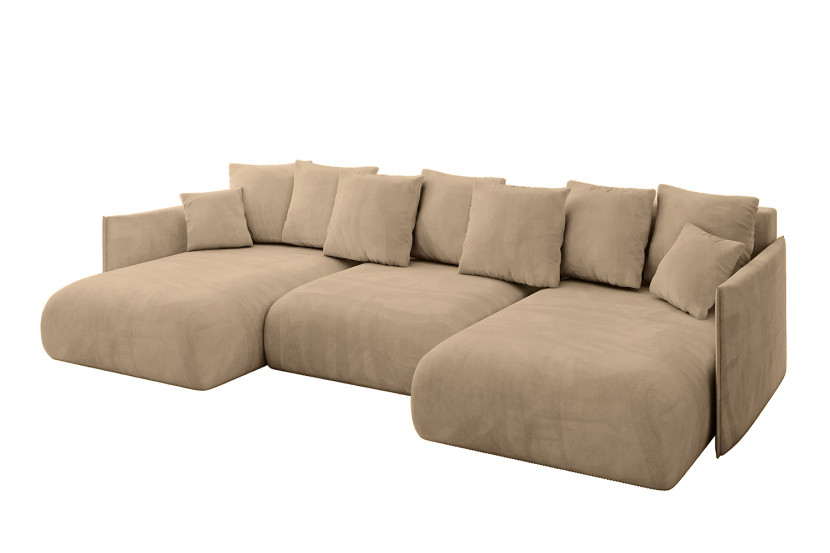 Narożnik z funkcją spania i pojemnikiem ONESK-U 317x177x72 cm Beżowy 803988